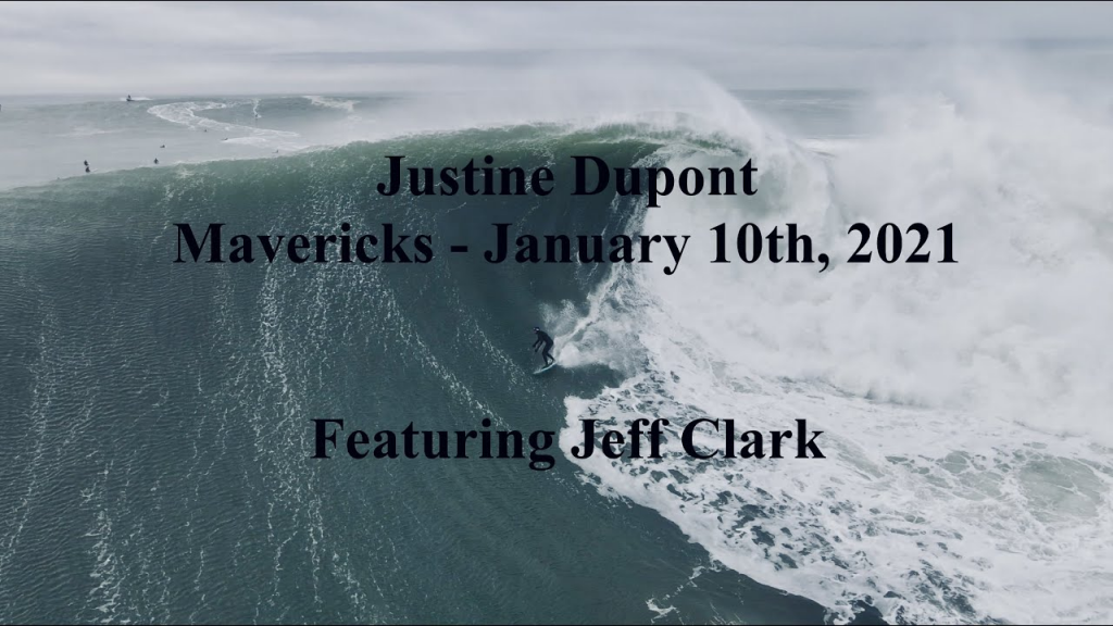 Justine Dupont Surfing GIANT Mavericks - Getting towed in by Jeff Clark ...